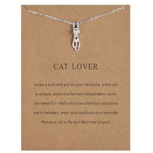 🎉 New Cat Lover Silver Plated Chain Necklace & Card